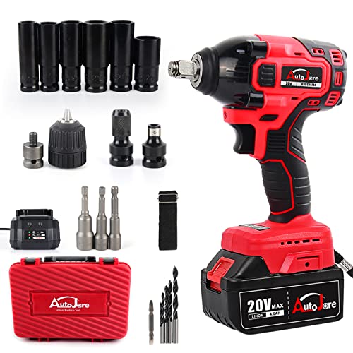 Auto Jare 20V MAX Cordless Impact Wrench Kit 1/2, Electric, 56 OFF