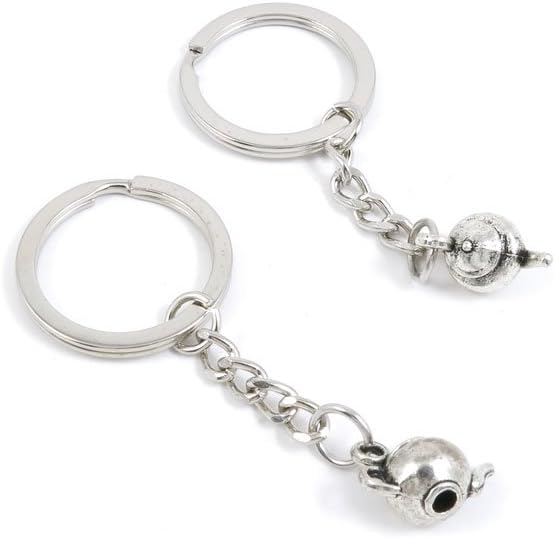 190 Pieces Keyring Key Ring Q8JI4 Teapot Keychain Automotive Car Door Key Tags Findings Charms Chains