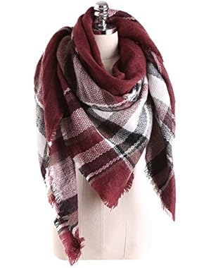 Women Tartan Scarf Stole Plaid Blanket Checked Scarves Wraps Shawl