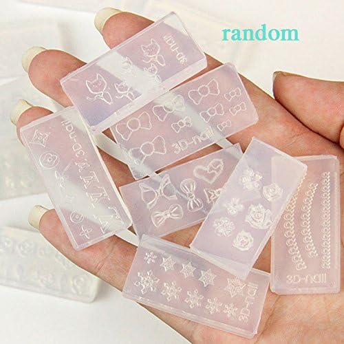 Fashion gallery 5pcs Different Style Cute Design 3D nail stickers Acrylic Mold for DIY Nail Art Decoration UV GEL Acrylic Nail Tips Decoration
