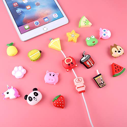 TUPARKA 18 Pcs Cable Protector for iPhone Charging Cable, Plastic Cute Fruit Drink Bottle Animal Unicorn Charging Cable Saver, USB Cable Saver Phone Accessory Protect Charger Cable - Thumbnail 4