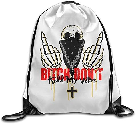 YIYIGO Bitch Don't Kill My Vibe Drawstring Backpack For Boys Girls Training Gym Sack Print Drawstring Backpack Rucksack Shoulder Bags Gym Bag