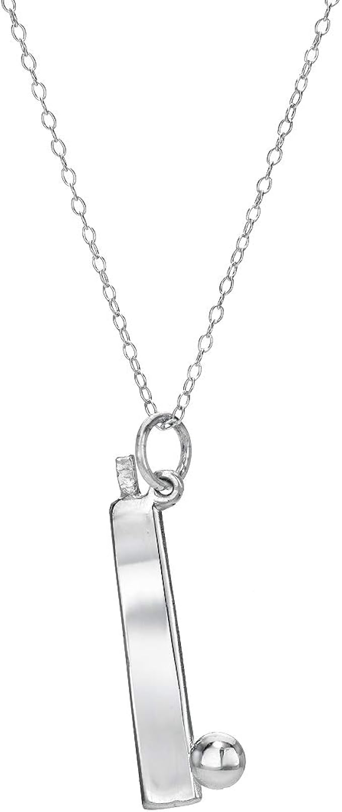 Sterling Silver Cricket Bat Pendant Necklace, 18" Clothing