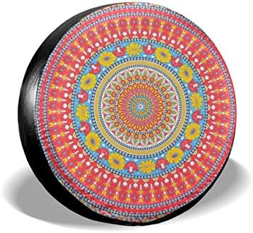 PKLUAS Spare Tire Cover,Boho Art Polyester Universal Dust-proof Corrosion Protection Wheel Covers For Jeep, Trailer, RV, SUV, Truck And Many Vehicles 14" 15" 16" 17"