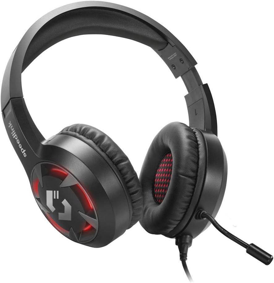 Speedlink Casad Gaming Headset - Gaming Headset with Stereo Sound (20Hz - 20Khz - 2x3.5mm Jack Plug and USB-A Plug - 2.2m Cable Length) for PC/Notebook/Laptop Black