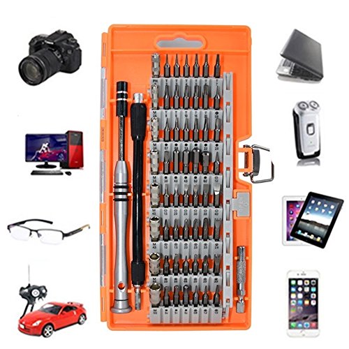 Click Here to See More Images 60-in-1 Precision Screwdriver Set with 56 Bit Magnetic Driver Kit for Cell Phone/ Tablet/ Clock/ Game Console/ PC/ Macbook/ iPad/ Camera/ Shaver Watches/ TV sets/ Refrigerators by MiYasi