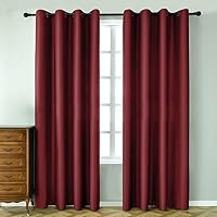 LOHASCASA Living Room Darkening Blackout Curtains Hospital - Mid Length 52 x 84 Inch Burgundy 1 Panel