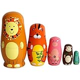 GoodPlay 5pcs Wooden Cute Cartoon Animal Nesting Doll Popular Handmade Kids Gifts Toy