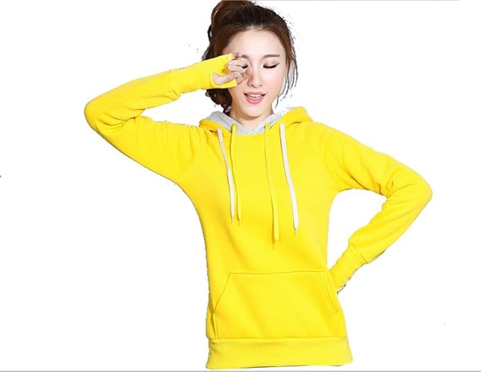 Amazon レディース 暖かいパーカー 冬 春にもぴったり商品 赤ピンク ネイビー 黄色 グレーの4色 好きな色で春コーディネイト Xl イエロー トレーナー パーカー 通販