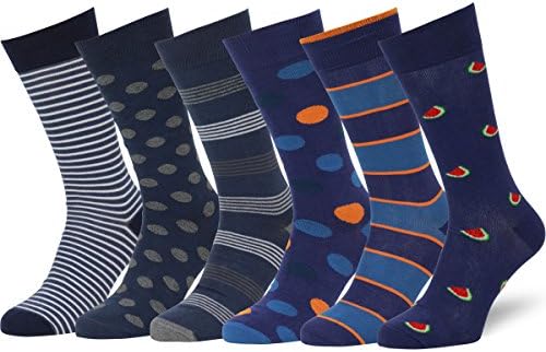 Easton MarloweMens Dress Socks - Fun Colorful Socks for Men - Cotton Patterned Fashion Mens Socks 6 Pack