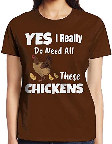 JWYZ1204 Women's Yes I Really Do Need All These Chickens Printed Casual Short Sleeve T-Shirt Tees Tops