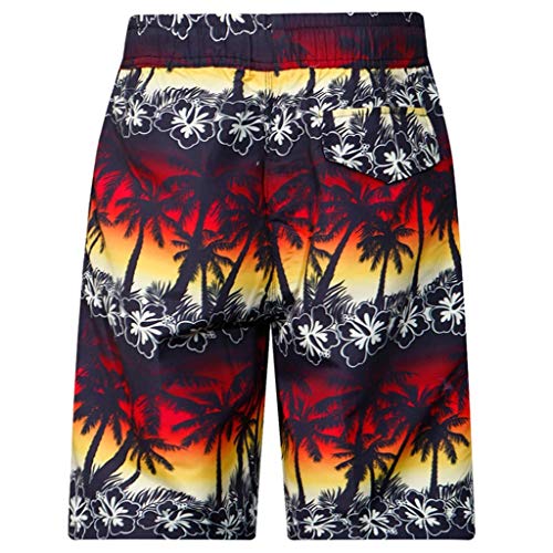 VEZAD Men's Compression Shorts Casual Print Beach Pants Quickly Dry Sport Fitness Trousers