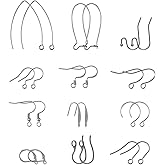 UNICRAFTALE 12 Styles 120pcs Stainless Steel Earring Hooks Ear Wires French Wire Hooks with Loops for Jewelry Drop Earring DIY Making 1-2mm Hole