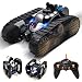 Ulvench Rechargeable RC Tank Car Gifts Toy with Music LED Light, 360-degree Rotating Flip Stunt Vehicle, High Speed Tank Auto,Present Xmas for Boys Girls Teens and Children.