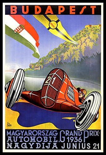 Grand Prix 2.5 x 3.5 FRIDGE MAGNET Budapest 1936 Magnetic Poster Canvas Print