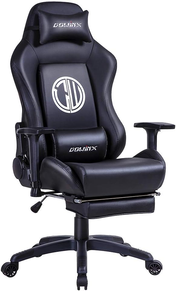 Dowinx Gaming Stuhl Schwarz - Ergonomisch Mit Lordosenstütze Bis 150kg