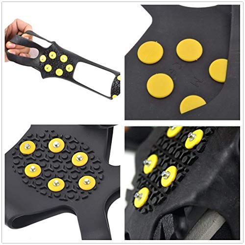 AGPTEK Non-slip Over Shoe, Climbing Snow Ice Cleats Grips Anti-Slip Studded Ice Traction Shoe Covers Spike Crampons Cleats Size S/M/L/XL (Extra Large)