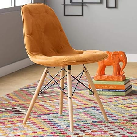 Deal Dhamaal Dining Chair/Side Chair for Living Room/Side Chair for Home/Living Room Chair with Cushion (Orange)