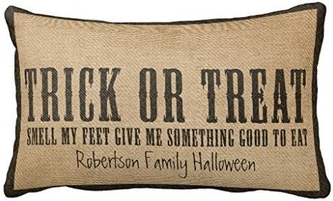Christmas present Standard pillow cover case Decorative Burlap Trick or Treat Smell my feet Pillow Sham 16x24inch Inches