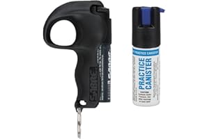 Sabre Pepper Spray with Quick Grip Finger Loop & Practice Spray, Faster Aim & Enhanced Grip, Keychain Attachment, for Beginners, Students, Commuters, Elderly – Protection On-The-Go, Made in USA