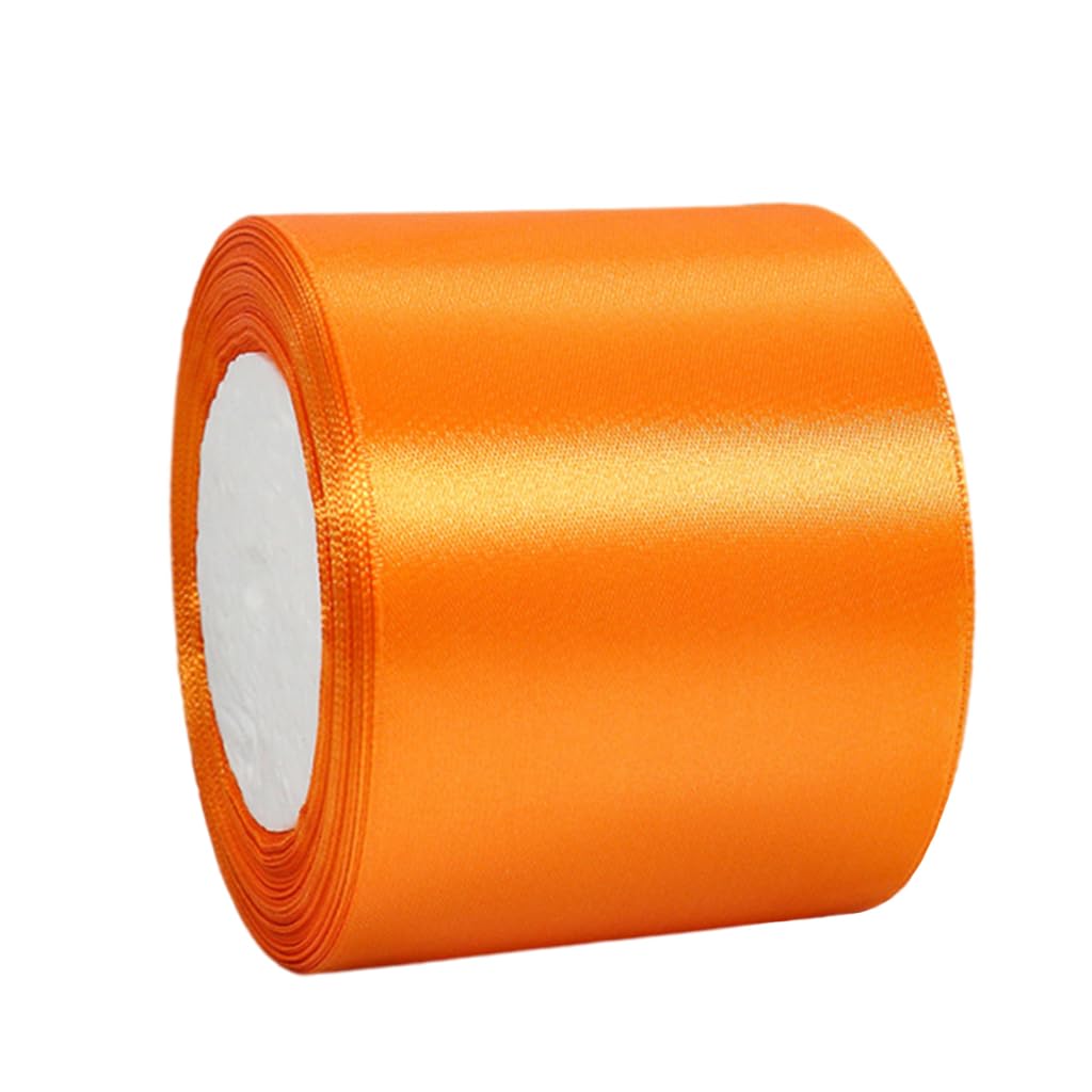 Wide Orange Satin Ribbon 75mm (2.9 Inch) for Gift Wrapping, 22m Thick Silk Ribbon for Crafting, Halloween, Christmas, Party, Wedding Car, Bouquets, Cake Decorations