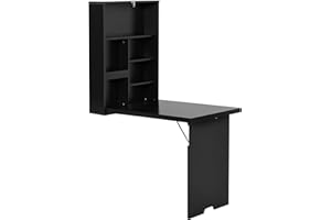 HOMCOM Wall Mounted Table Fold Out Convertible Desk, Multi-Functional Space Saving Computer Desk with Writing Floating Board 