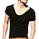 Zbrandy Men's V Neck Solid T Shirts Sexy Rolling Border