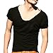 Zbrandy Men's V Neck Solid T Shirts Sexy Rolling Border