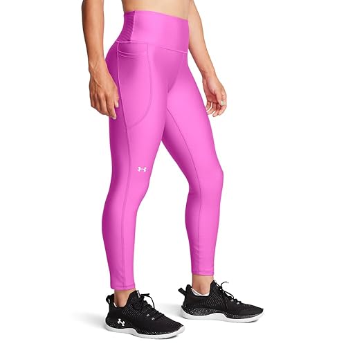 Under Armour Womens HeatGear Armour High Waisted Ankle No-Slip Leggings, (572) Vivid Magenta / / White, X-Small Short
