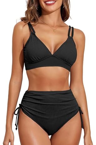 Aazon.co: Jolefille Plus Size Swisuit For Woen High Waisted Bikini Sets With Shorts Odest - View #13