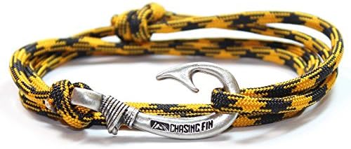 Chasing Fin Adjustable Bracelet 550 Military Paracord with Fish Hook Pendant