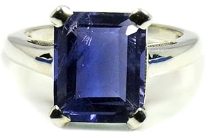 55Carat Choose Your Color Natural Gemstone Silver Promise Rings Birthstone Emerald Cut Handamde Size 5-12…