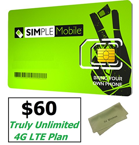 Buy Simple Mobile Micro SIM Card with $60 Truly Unlimited LTE Monthly ...
