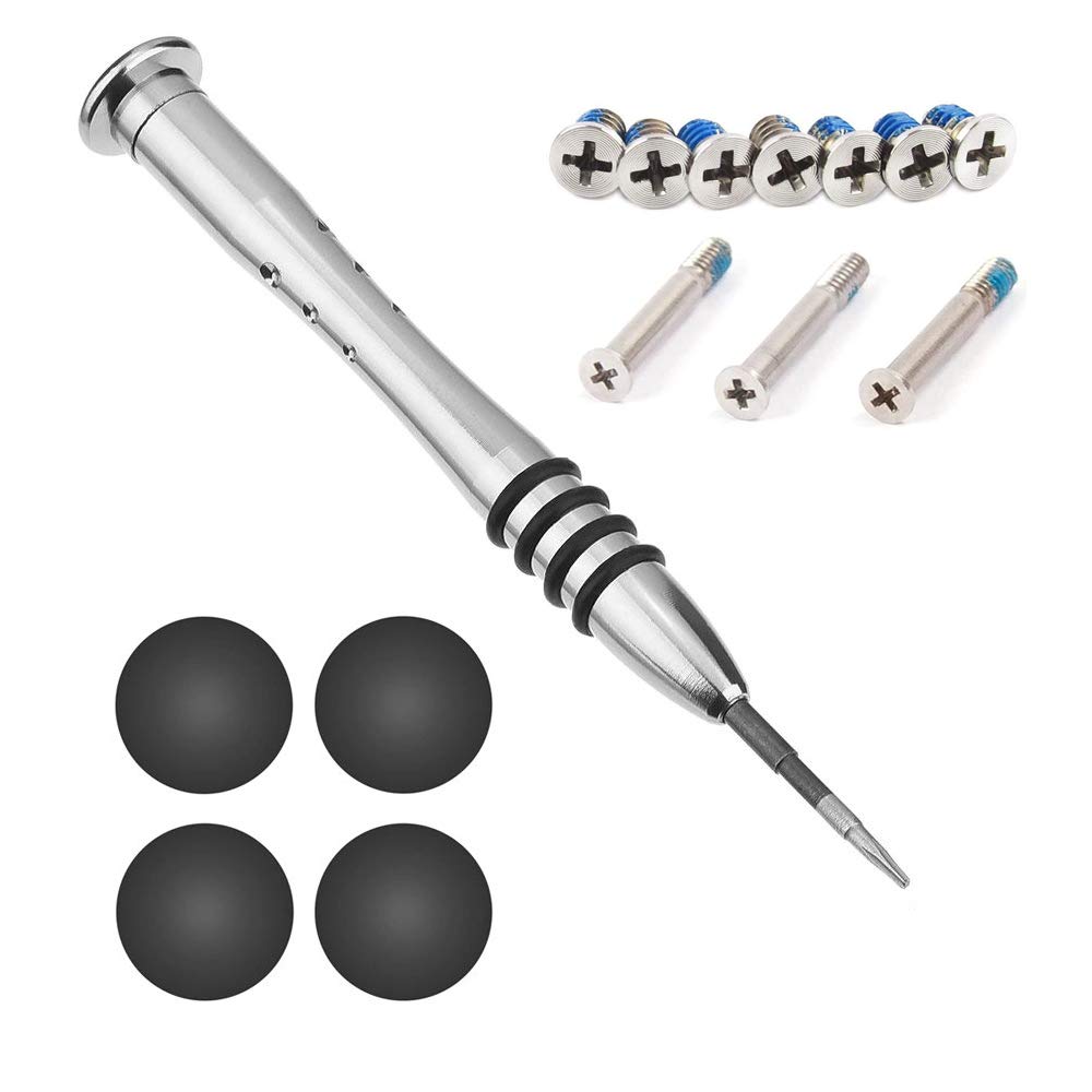ABMRO 4 x Rubber Case Feet with Bottom Case Replacement Screws Screwdriver Kit for Apple Macbook Pro A1278 A1286 A1297