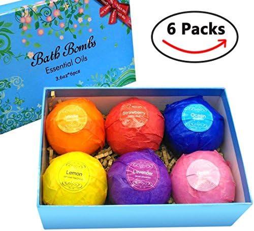 Bath Bombs Gifts For Women - Ultra Large Lush Handmade Natural Essential Oil SPA Bath for Dry Skin Moisturize,Birthday Gifts idea For Her/Him, wife, girlfriend, men, women (6 x 3.6 OZ)