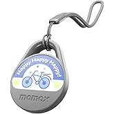 Momax Key Finder Tracker Tag Both iOS and Android Compatible - Smart Bluetooth Tracking Device with Find My, Replaceable Battery, for Wallets, Luggage, Suitcases, Backpacks, Grey