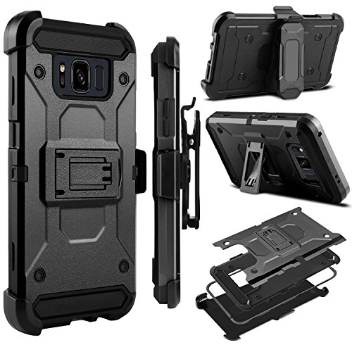 Galaxy S8 Active Case, Zenic Heavy Duty Shockproof Hybrid Full-body Protection Case Cover with Swivel Belt Clip and Kickstand for Samsung Galaxy S8 Active (Black)