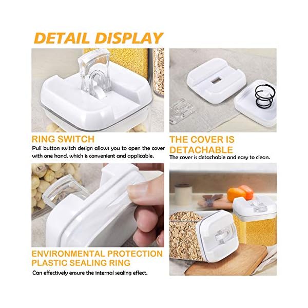 VIVILINEN-Airtight-Food-Storage-Container-Set-Stackable-Kitchen-Storage-with-Lids-Ideal-for-Cereal-Spaghetti-Pasta-Candy-Snacks-for-Keeping-Food-Dry-FreshSet-of-4-08L VIVILINEN Airtight Food Storage Container Set- Stackable Kitchen Storage with Lids Ideal for Cereal Spaghetti Pasta…