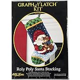 M.C.G. Textiles #37784 Latch Hook Kit, 12 by 17-Inch, Roly Poly Santa Christmas Stocking