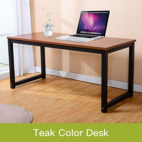 47" Modern Computer Desk Simple Style PC Laptop Sturdy Table Study Office Training Meeting Desk Workstation for Home Office, Teak + Black Leg
