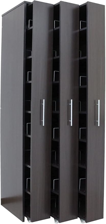 Amazon 本棚 コミック 大容量 3連 スリムラック 本棚 薄型 スライド コミック収納 マンガ収納 キャスター ダークブラウン 本棚 オンライン通販