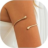 NFVITLP Arm Cuff Layered Bracelet Adjustable Leaf Flower Starfish Upper Arm Cuff Bangle Jewelry Gold Plated Bracelet Ring Set for Women Boho Summer Beach Essentials