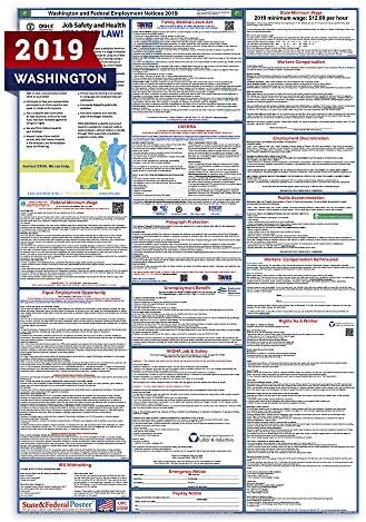 2021 Washington Labor Law Posters (Laminated) Combo State and Federal Poster - 27" x 40" WA2