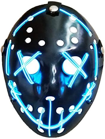 AUHOO Light up Purge Mask LED Jason Mask Halloween Scary Mask Rave Halloween Costumes