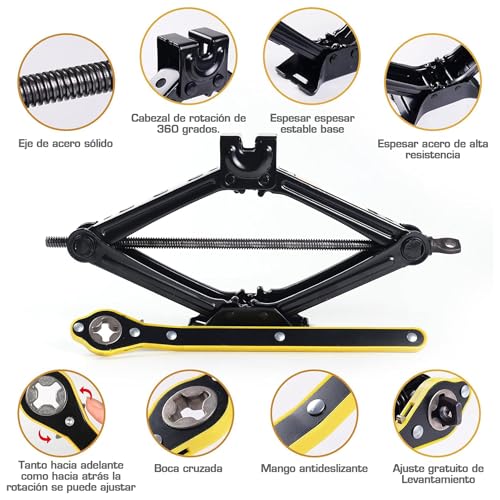MOONPAI (2 Toneladas) Gato Hidraulico,Gato Hidraulico con Capacidad,Kit de Gato Hidráulico para Coche,Kit de Herramienta para Neumático SUV,RV y MPV con Diseño de Trinquete Inteligente