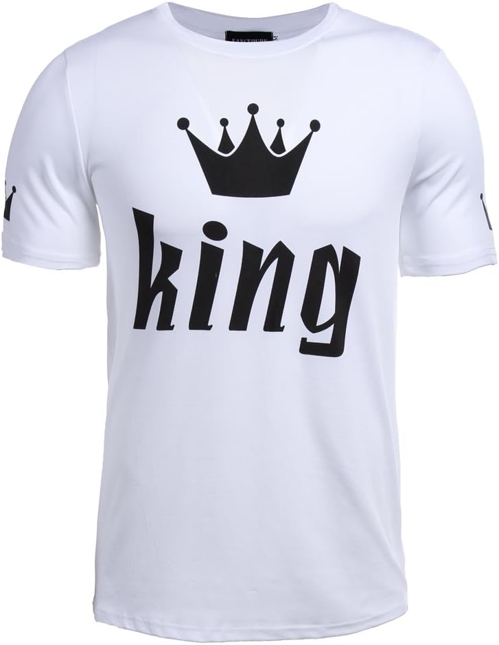 ShenLiNan King Queen Couple T-Shirt Round Neck Loose Couple Shirt