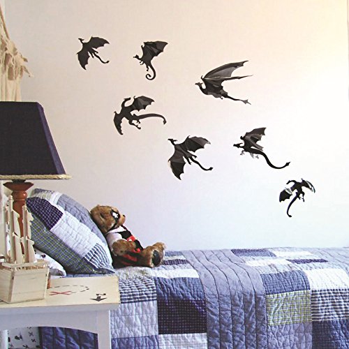 Megrocle 3D Dragon Wall Decor DIY Scary Black Dragon Wall Decals Removable Window Stickers Halloween PVC Party Supplies Decorations,14 pcs - Thumbnail 4