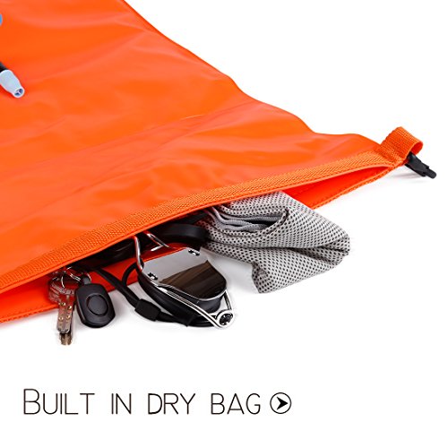 20L Waterproof Dry Bag, Ultralight Swim Buoy and Safety Float for Open Water Triathletes, Kayak, Snorkeling,Surfers, Beach, Swimming, Boating with Adjustable Waist Belt (Orange) - Thumbnail 6