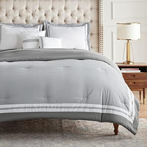 Bedsure Full Queen Size Comforter Set Grey 5 Pieces Bed Set Queen Size