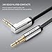 UGREEN 3.5mm Auxiliary Audio Jack to Jack cable 90 Degree Right Angle for Apple iPhone, iPod, iPad, Samsung, Smartphones, Tablets and Speakers,24K Gold Plated Male to Male (3FT, Black)
